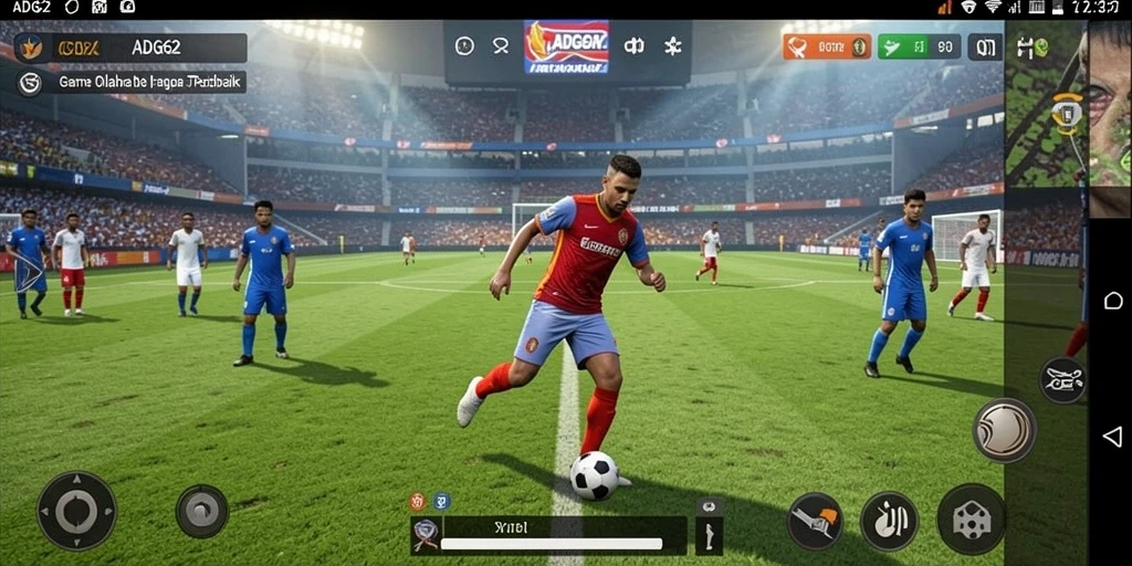 Screenshot utama ADG62 menampilkan momen seru di lapangan olahraga.