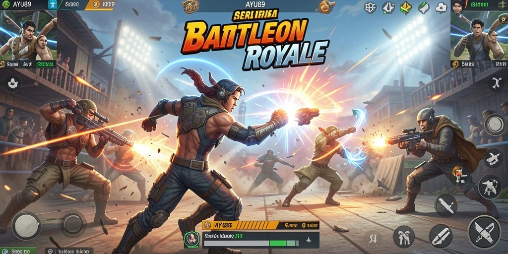 Tampilan seru gameplay AYU89 dalam pertempuran Battle Royale.