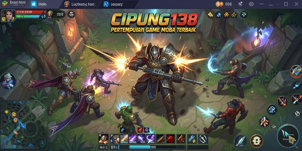 Tampilan seru saat bertempur dalam game MOBA.