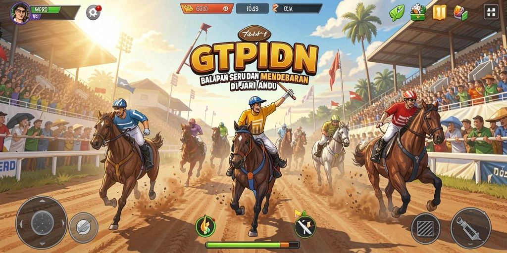 Screenshot GTPIDN menampilkan aksi balapan yang mendebarkan.