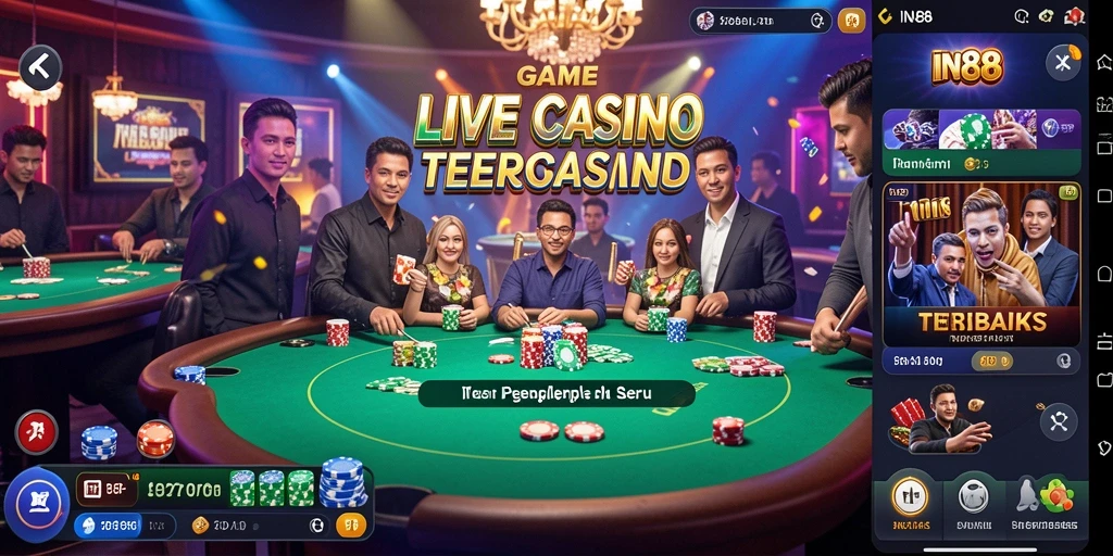 Screenshot menunjukkan dealer sedang menjelaskan permainan Live Casino.