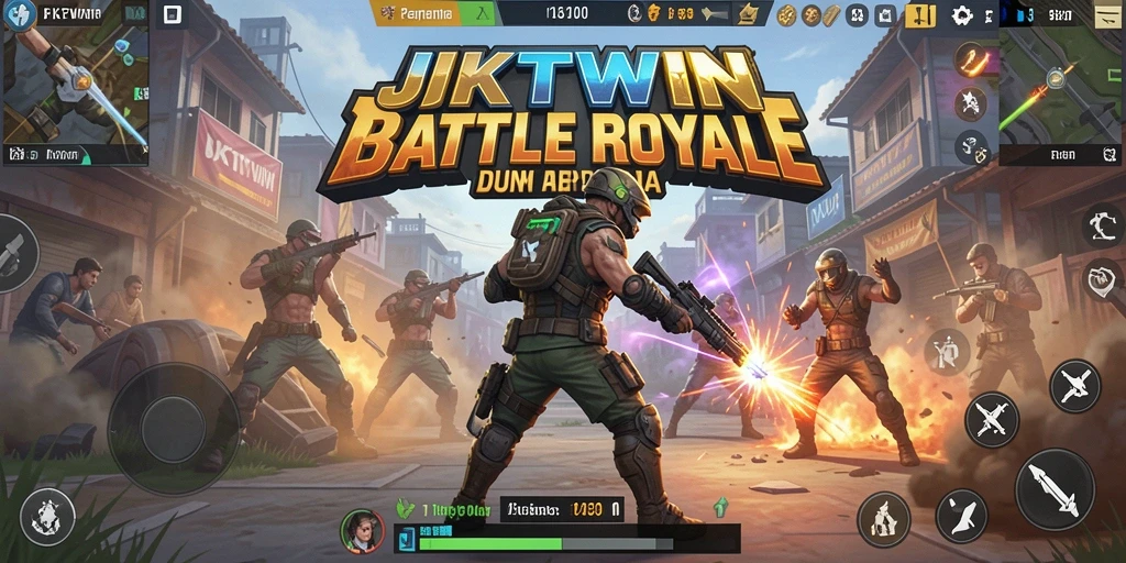 Screenshot gameplay JKTWIN yang menunjukkan pertempuran seru di Battle Royale.