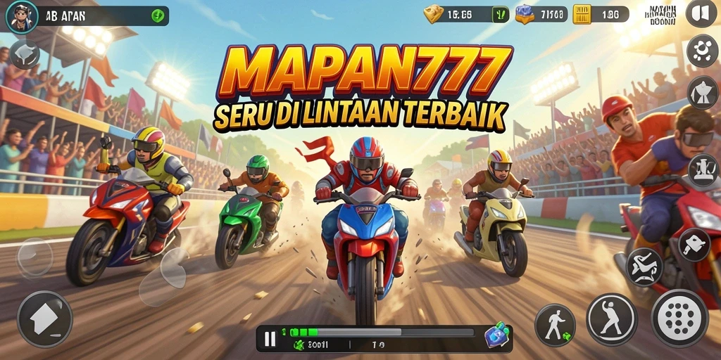Screenshot utama MAPAN777 menampilkan keseruan gameplay balap yang intens.