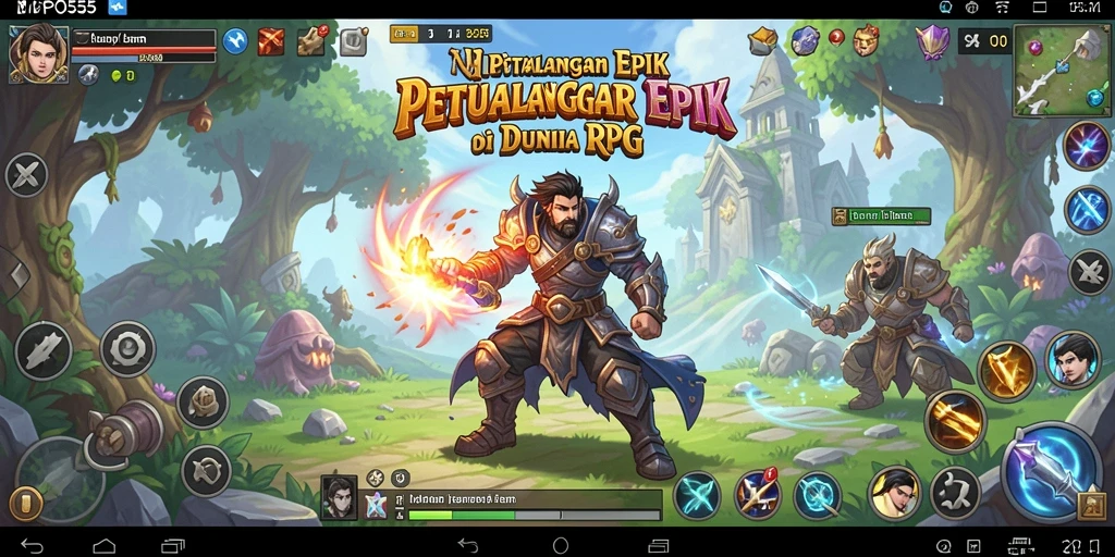 Screenshot utama MPO555 menampilkan aksi pertempuran mendebarkan di dunia RPG.