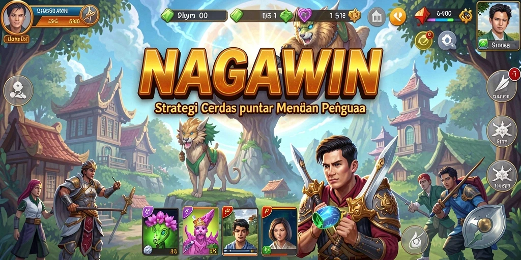 Screenshot gameplay NAGAWIN yang menampilkan pertempuran taktis.