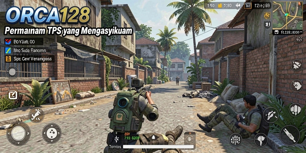Tampilan gameplay menegangkan di ORCA128 saat pertempuran berlangsung.
