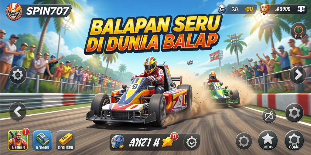 Screenshot utama SPIN707 menampilkan aksi balapan yang mendebarkan.